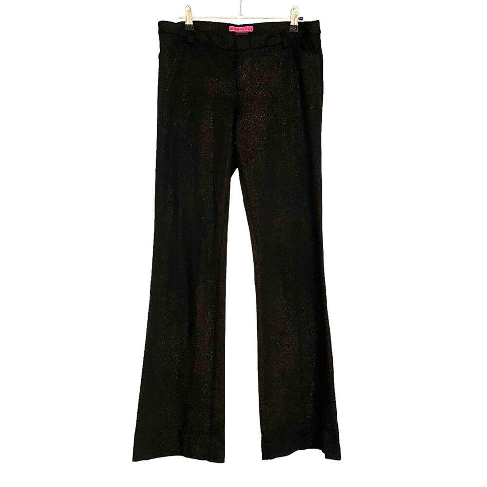 Alice + Olivia Black Glitter Wide Leg Trousers